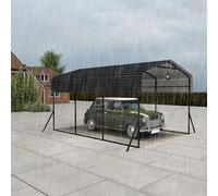 UISEBRT Garage de voiture d'extérieur | 10 x 15 pieds | Abri de voiture en métal noir | Abri de voiture robuste | Ombre avec toit en métal galvanisé pour voitures et bateaux