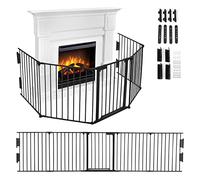 UISEBRT Grille de protection de cheminée avec porte - Pliable - En métal - Pour enfants et animaux domestiques - 300 cm - Noir