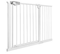 UISEBRT Grille de protection pour porte, sans perçage, adaptée pour les enfants, auto-close, en métal, en blanc, largeur : 105 à 115 cm