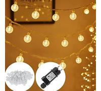 UISEBRT Guirlande Lumineuse Boules 20M 160LEDs Guirlande Lumineuse Noël Étanche Intérieur Exterieur 8 Modes, Décoration pour Chambre Jardin Terrasse Mariage Fête, Blanc Chaude, Transparent Câble