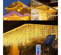 UISEBRT Guirlande lumineuse solaire d'extérieur - 15 m - 600 LED - Avec télécommande - Minuterie - 8 modes - Étanche - Pour jardin, balcon, décoration de Noël, terrasse