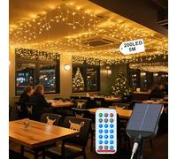 UISEBRT Guirlande lumineuse solaire d'extérieur - 5 m - 200 LED - Avec télécommande - Minuterie - 8 modes - Étanche - Éclairage de Noël pour jardin, balcon, décoration de Noël - Terrasse