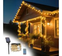 UISEBRT Guirlande Lumineuse Solaire d'Extérieur 50 m 500 LED Blanc Chaud - Éclairage de Noël Résistant Aux Intempéries Avec 8 Modes et Minuterie Pour Noël, Pâques