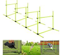 UISEBRT Kit de haies d'agilité pour chiens Équipement d'agilité pour chiens 4 x haies barres de slalom 104x70x101cm Hauteur réglable avec sac, vert