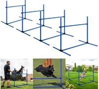 UISEBRT Kit de haies d'agilité pour chiens Équipement d'agilité pour chiens 4 x haies barres de slalom 104x70x101cm Hauteur réglable avec sac, bleu