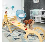 UISEBRT Kit d'escalade 3 en 1 pour Enfants, Triangle d'escalade avec Toboggan, Arche d'escalade et échelle d'escalade, Aire de Jeux en Bois, pour l'intérieur et l'extérieur, pour Les