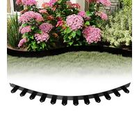 UISEBRT Lot de 10 bordures de pelouse en métal galvanisé résistant à la rouille - 5 cm de haut - Avec 50 piquets d'ancrage - Bordure flexible pour parterres de fleurs, chemins de cour - Noir