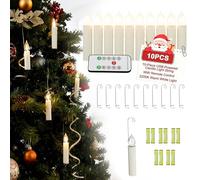 UISEBRT Lot de 10 bougies LED sans fil flottantes pour sapin de Noël avec télécommande et minuterie, bougies de Noël pour Halloween, Noël, mariage, fête, avec piles