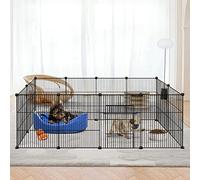 UISEBRT Lot de 12 enclos grillagés pour lapins, cochons d'Inde, cage pour petits animaux, avec porte, enclos pour chiots, petits animaux, enclos pour l'intérieur et l'extérieur, 35 x 35 cm/plaque
