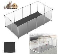 UISEBRT Lot de 12 enclos modulaires avec plaques de sol et tapis confortable imperméable - 125 x 63 x 42 cm - Pour petits animaux et chiots - Cage pour lapins et chiens