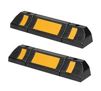 UISEBRT Lot de 2 butées de roue en caoutchouc - Pour garage - Avec bandes réfléchissantes - Pour garage et parkings - 60 x 12 x 10 cm - Noir et jaune