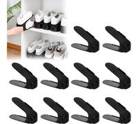 UISEBRT - Lot de 30 range-chaussures réglables - Noir - Supports à chaussures peu encombrants - 3 niveaux réglables - Classeur de chaussures antidérapant