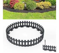 UISEBRT Lot de 6 bordures de pelouse en plastique aspect bois avec piquets, bordure flexible en polypropylène anthracite 1 élément (L x H) : 43 x 12 cm