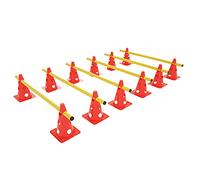 UISEBRT Lot de 6 obstacles pour l'entraînement de la coordination - 12 cônes multifonctions + 6 barres réglables en hauteur - Kit d'entraînement d'agilité pour chiens et enfants - Jeux de sport