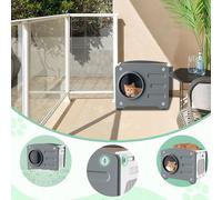 UISEBRT Maison pour chats avec griffoir en plastique - dessous antidérapant & facile à nettoyer - lit pour chats à l'intérieur et à l'extérieur, 55,3x40,5x46cm Gris