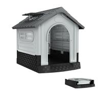 UISEBRT Niche pour chien en plastique isolée avec toit ouvrant, lucarne et sol surélevé, chenil pour chien - Cage pour animaux de compagnie pour l'intérieur et l'extérieur - 79,5 x 70,5 x 78 cm