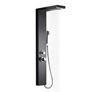 UISEBRT Panneau de douche, système de douche à effet pluie, 4 en 1, en acier inoxydable 304 brossé, avec douchette, douche à effet pluie, douche de massage et douche cascade, pour salle de bain