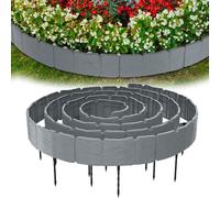 UISEBRT Paquet de 20 pièces de 5m de bordure de gazon, bordure de tonte avec piquets de terre, aspect pierre, bordure de jardin pour pelouse, parterres et fleurs