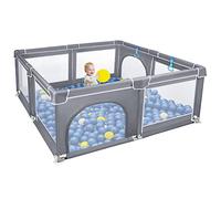 UISEBRT Parc pour Bébé - Centre d'activités Pour Enfants - Avec base Antidérapante et filet respirant - Grille de Protection Stable pour Enfants - Gris - 200 x 180 cm