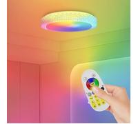 UISEBRT Plafonnier LED 60W Rond Cristal RVB Dimmable Lampe avec Télécommande Luminaires pour Salon Chambre à Coucher Salle de Bain