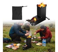 UISEBRT Poêle à fusée en acier épais, système d'emboîtement portable Rocket Stove, poêle à bois, réchaud de camping, poêle à granulés, poêle à granulés pour l'extérieur, pour barbecue, terrasse