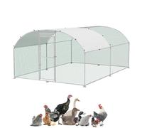 UISEBRT - Poulailler 3 x 4 m - Cage pour poules - Parc à poules - Poulailler en tubes galvanisés - Parc pour volailles avec porte verrouillable et toit en coupole pour poules, lapins, volailles