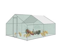 UISEBRT Poulailler - Cage à poulailler - Cadre en acier galvanisé avec toit en polyéthylène - Pour volaille, lapins, petits animaux domestiques (3 x 4 x 2 m)