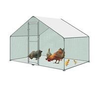 UISEBRT Poulailler - Enclos extérieur - Avec toit de protection solaire en polyéthylène - Avec serrure - Cadre en acier galvanisé - Cage pour animaux de compagnie - 3 x 2 x 2 m