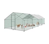 UISEBRT Poulailler pour poules en plein air, cage pour petits animaux, cadre en acier galvanisé avec toit en polyéthylène (PE) pour volailles, lapins (3 x 8 x 2 m)
