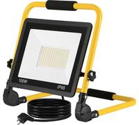 UISEBRT Projecteur de chantier LED 100W blanc chaud Projecteur avec support et câble d'alimentation Projecteur LED IP66 pour le jardin