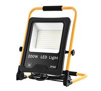 UISEBRT Projecteur de chantier LED 200W 16000LM, Lampe de Travail portable Chantier LED étanche IP66 pour atelier, chantier, garage, extérieur, Lumière Blanche Froide