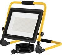 UISEBRT Projecteur de chantier LED 200W blanc chaud Projecteur avec support et câble d'alimentation Projecteur LED IP66 pour le jardin