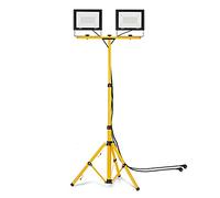 UISEBRT Projecteur LED 2 * 100W blanc chaud avec trépied Eclairage Extérieur LED avec cordon d'alimentation Lumières d'inondation étanche IP66 pour garage, jardin, chantier de construction