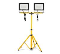 UISEBRT Projecteur LED 2 * 100W blanc froid avec trépied Eclairage Extérieur LED avec cordon d'alimentation Lumières d'inondation étanche IP66 pour garage, jardin, chantier de construction