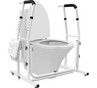 UISEBRT Relève-personne de WC avec corbeille de rangement Réglable en hauteur Cadre d'appui pour toilettes Poignée de maintien pour salle de bain Charge maximale 200kg