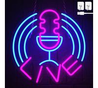 UISEBRT RGB Neon Light Shield 'LIVE' - USB Nightlight, enseigne lumineuse pour zone de jeu, Gaming Room éclairage décoratif, néon signe lampe