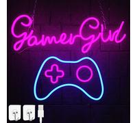 UISEBRT RGB Neon Light Signe 'GamerGirl' - USB veilleuse, enseigne lumineuse pour gaming area, Gaming Room éclairage décoratif, néon signe lampe
