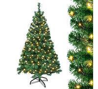 UISEBRT Sapin de Noël Artificiel avec Lumineux LED, Support en Métal 250 Lumières, Sapin Artificiel en PVC pour Décoration de Noël (180cm)