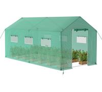 UISEBRT Serre 450x200x200 cm, serre en film plastique avec porte enroulable, serre à tomates, serre pour jardin ou balcon, châssis précoce Maison des plantes, vert