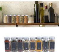 UISEBRT Set de 12 bocaux à épices avec couvercle - Bocaux de stockage en verre avec étiquettes, entonnoir et brosse - Bocaux de conservation des épices Récipients alimentaires