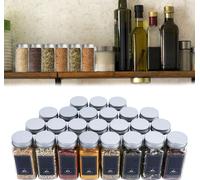 UISEBRT Set de 24 bocaux à épices avec couvercle - Bocaux à provisions en verre avec étiquettes, entonnoir et brosse - Bocaux de conservation des épices Récipients alimentaires