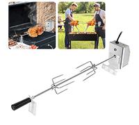 UISEBRT Set de brochettes en acier inoxydable 107 cm avec moteur, 220 V - 240 V, avec 2 aiguilles à viande