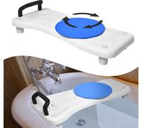 UISEBRT Siège de baignoire avec plateau tournant 75,5x34cm Planche de baignoire pour s'asseoir Siège de baignoire pour personnes âgées Adultes Réglable Planche de baignoire pour s'asseoir pour baignoi