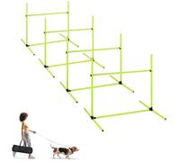 UISEBRT Slalom Lot de 4 barreaux d'agility pour animaux de compagnie - En PVC - Avec sac de transport - Hauteur réglable - 104 x 70 x 101 cm - Vert