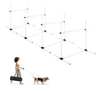 UISEBRT Slalom Lot de 4 barreaux d'agility pour animaux de compagnie - En PVC - Avec sac de transport - Hauteur réglable - 104 x 70 x 101 cm - Blanc