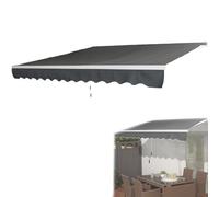 UISEBRT Store Banne Auvent de Balcon Manuel Rétractable avec Tissu Aluminium Résistant aux UV pour Terrasse, Bistro (Gris Foncé, 360 x 300 cm)