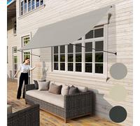 UISEBRT Store de fenêtre rétractable 150 x 145 cm, store de balcon avec cordon et barre de support en aluminium, protection UV, résistant aux intempéries, pour fenêtre, terrasse, balcon, gris