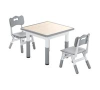UISEBRT Table avec 2 Chaises pour Enfants Hauteur Réglable Meubles en Plastique pour Garçons et Filles de 2 à 10 Ans, 60 x 60 cm