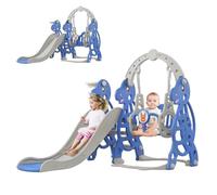 UISEBRT Toboggan 4 en 1 pour enfant - Balançoire - Panier de basket - Échelle d'escalade - Toboggan de jardin amusant - Pour l'intérieur et l'extérieur - À partir de 1 an (4 en 1, arc)