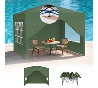 UISEBRT Tonnelle pop-up 2,5 x 2,5 cm, étanche, stable, résistante à l'hiver, anti-UV, pliable, avec 4 panneaux latéraux, verrouillage centralisé à un bouton, 3 hauteurs réglables 240 à 260 cm, vert